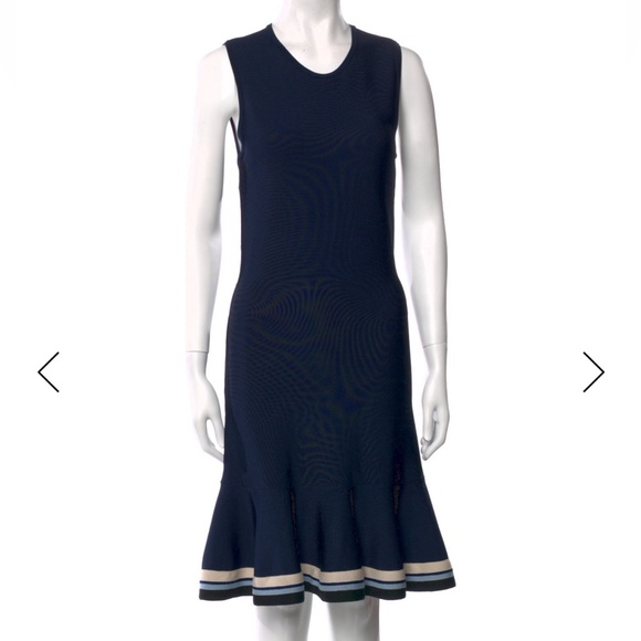Victoria Beckham Dark Blue Sleeveless Midi Dress - heavy knit - Gorgeous! - Picture 1 of 6